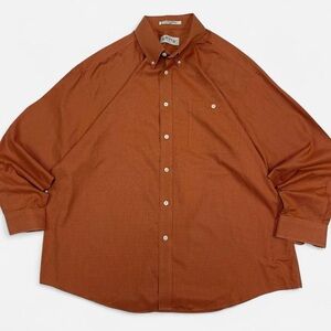 Vintage Men’s Orvis 100% Cotton Orange Houndstooth Print Long Sleeve Button Down